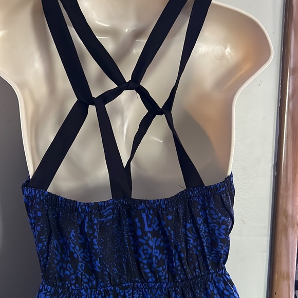 Express Women Blue & Black Casual Maxi Dress with Strappy Back Detail Medium - Picture 10 of 13